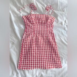 Bardot Klara Gingham Mini dress in Red